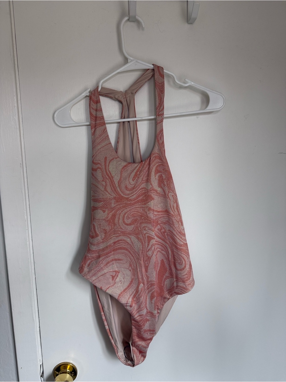 L*Space Phoebe One Piece Swimsuit All Swirled Up Shimmer Coral NWT Size 12